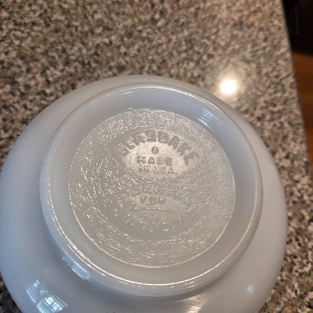 Vintage Glasbake Made for Sunbeam White Milk Glass Small Mixing Bowl